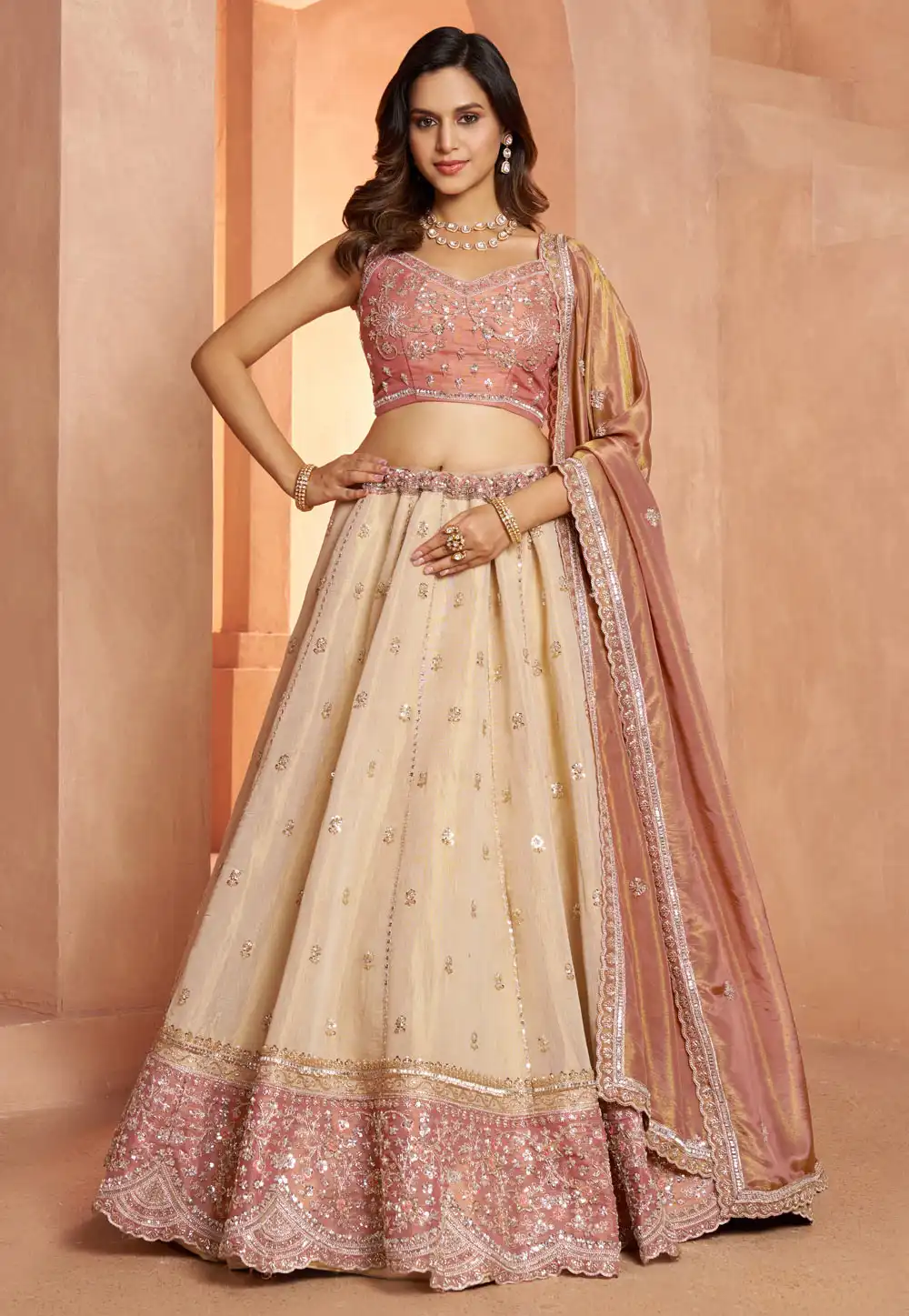 Pink Kanjivaram Silk Lehenga Choli For Wedding 329404