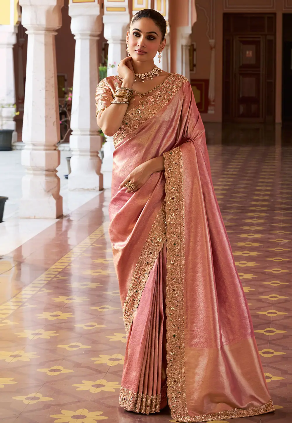 Pink Kanjivaram Silk Saree 336444
