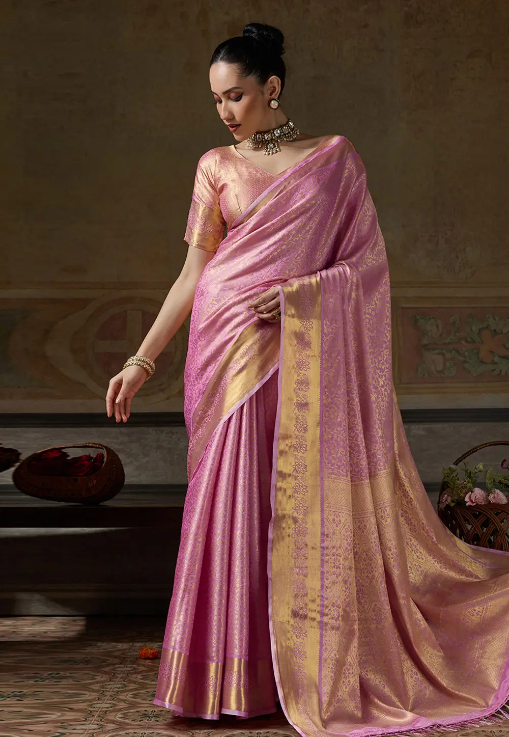 Pink Kanjivaram Silk Saree 334997