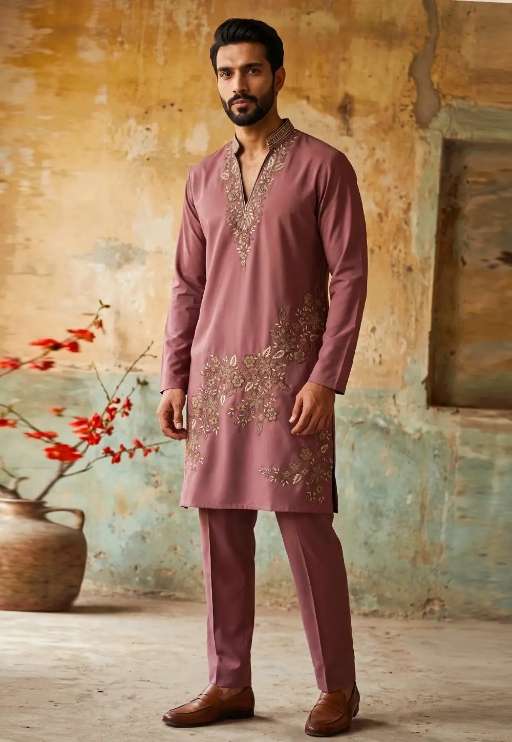 Pink Lachka Kurta Pajama 335890