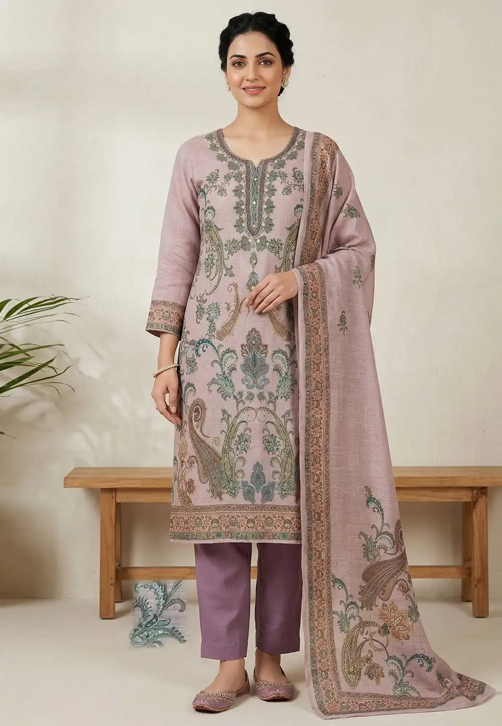 Pink Linen Pant Style Suit 327921