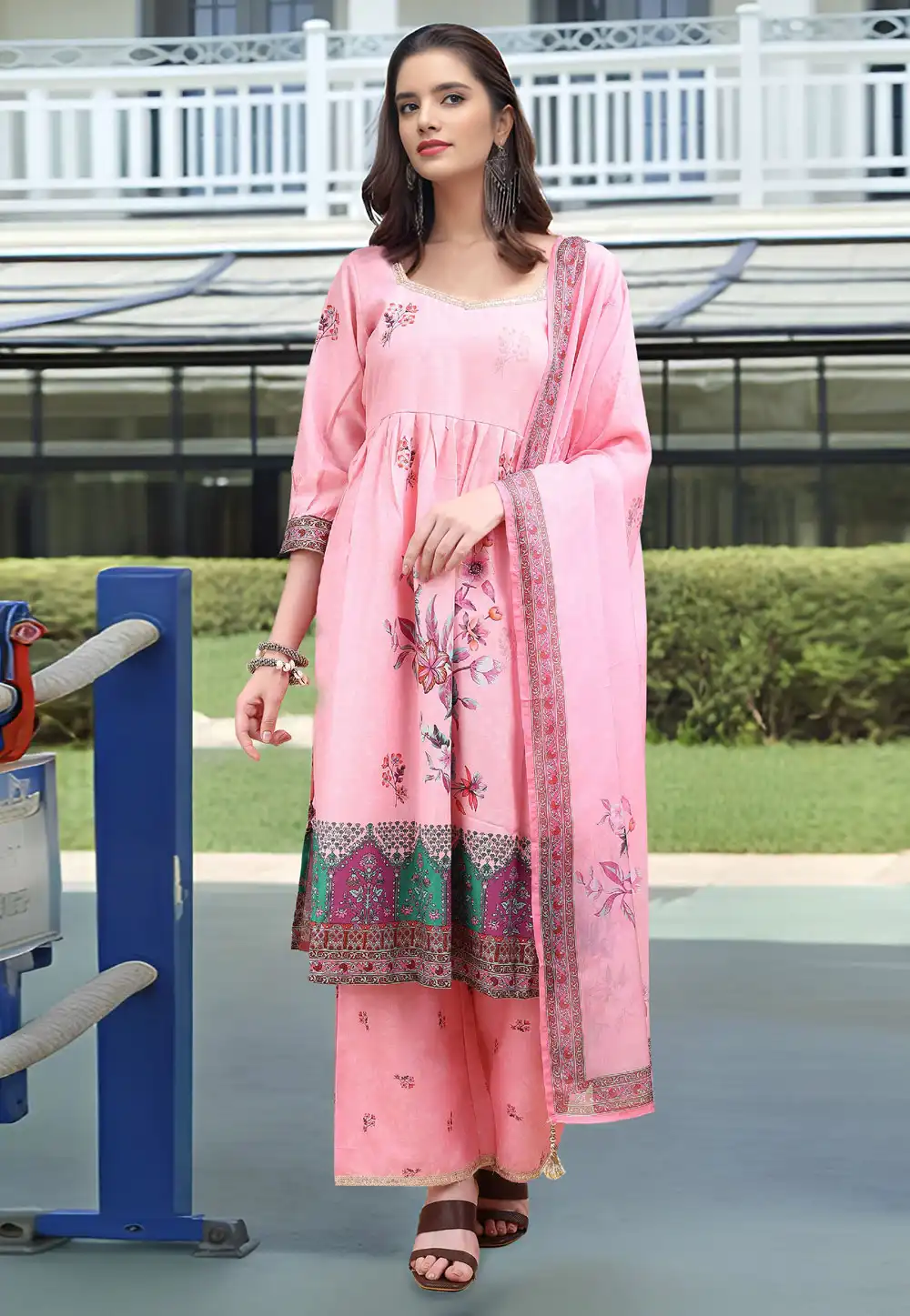 Pink Linen Readymade Pakistani Suit 319101