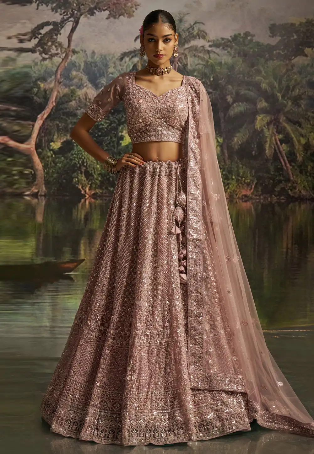 Pink Net Lehenga Choli For Wedding 316380