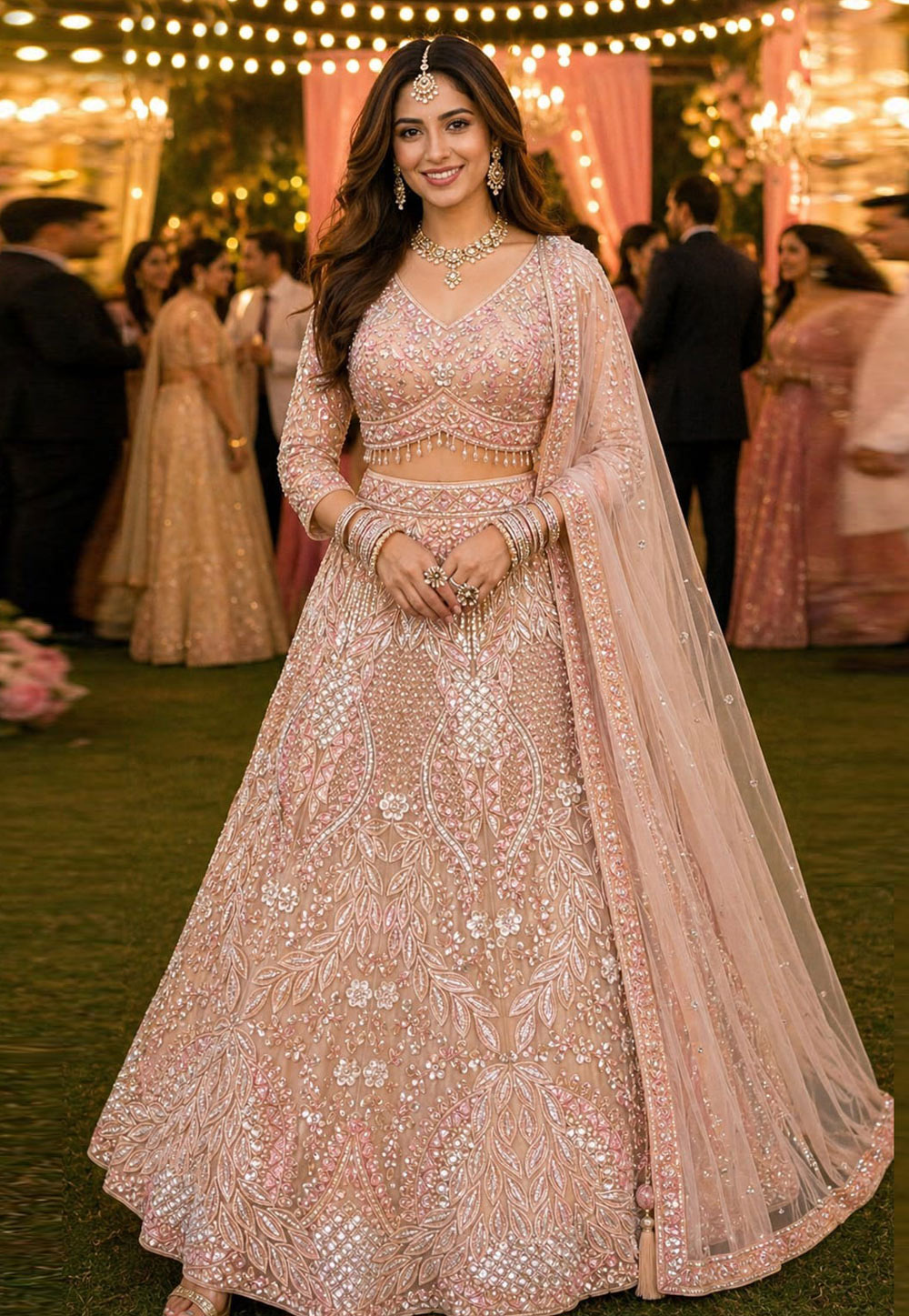 Pink Net Lehenga Choli For Wedding 328464