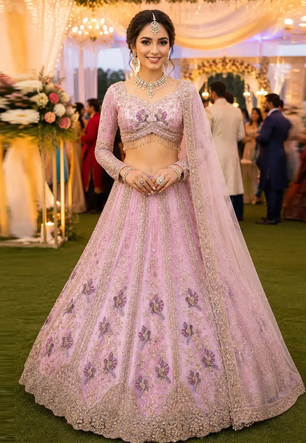 Pink Net Lehenga Choli For Wedding 330133