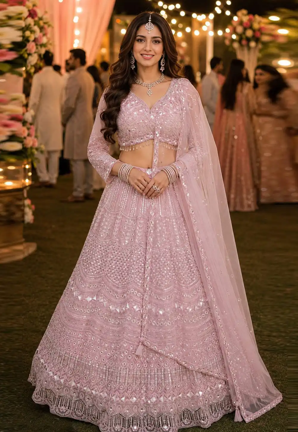 Pink Net Lehenga Choli For Wedding 330135