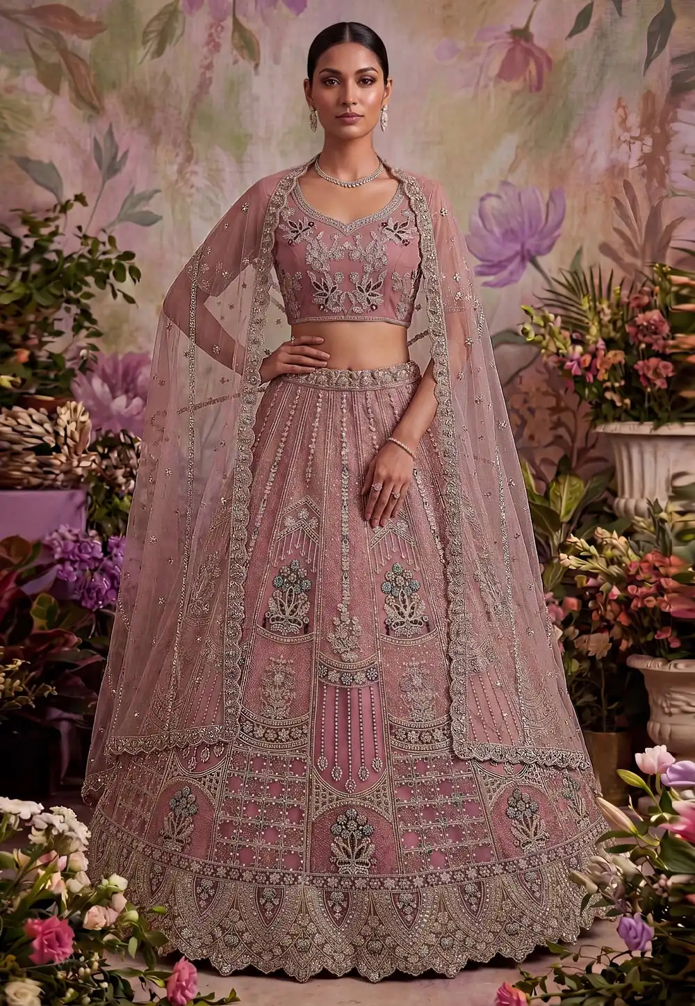 Pink Net Lehenga Choli For Wedding 330160