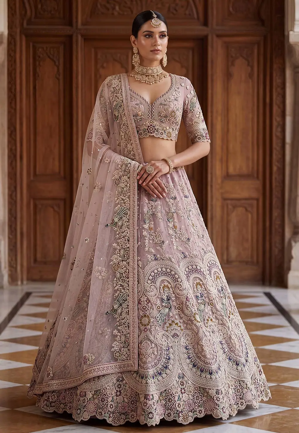 Pink Net Lehenga Choli For Wedding 331178