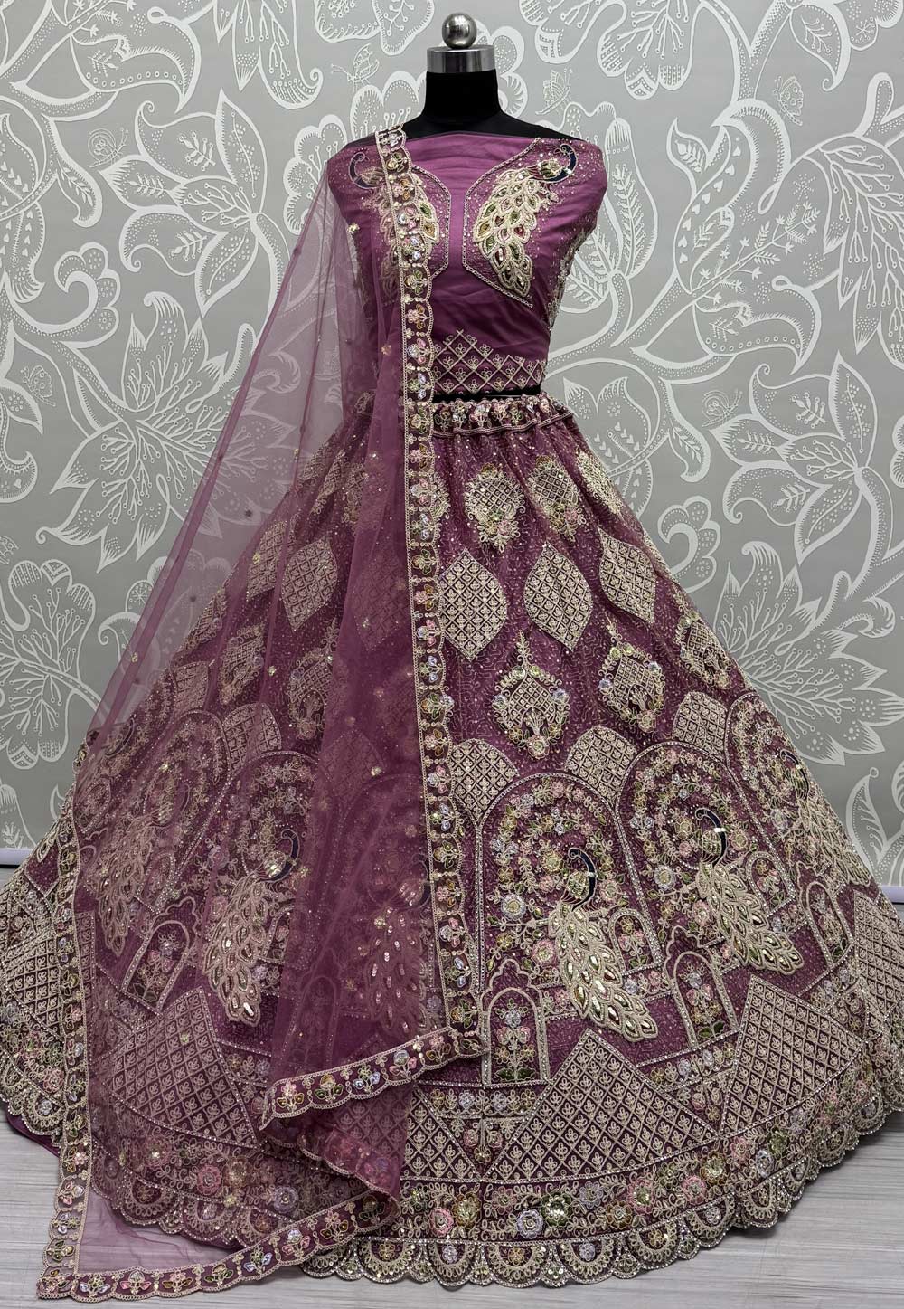 Pink Net Net Wedding Lehenga Choli 311324
