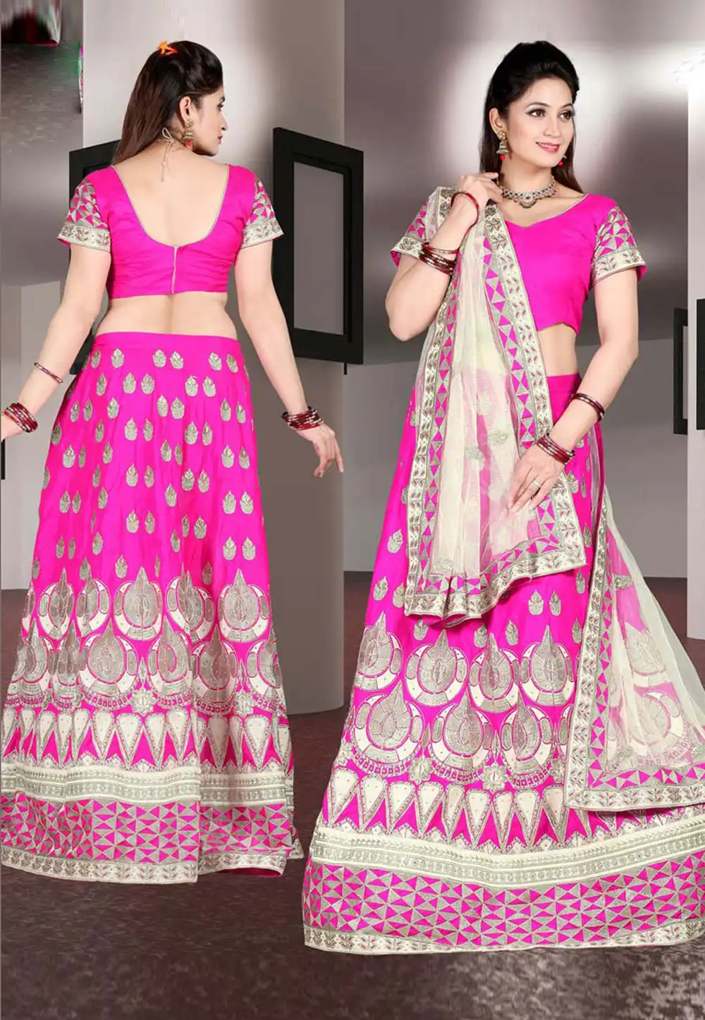 Pink Silk A Line Lehenga Choli 30376