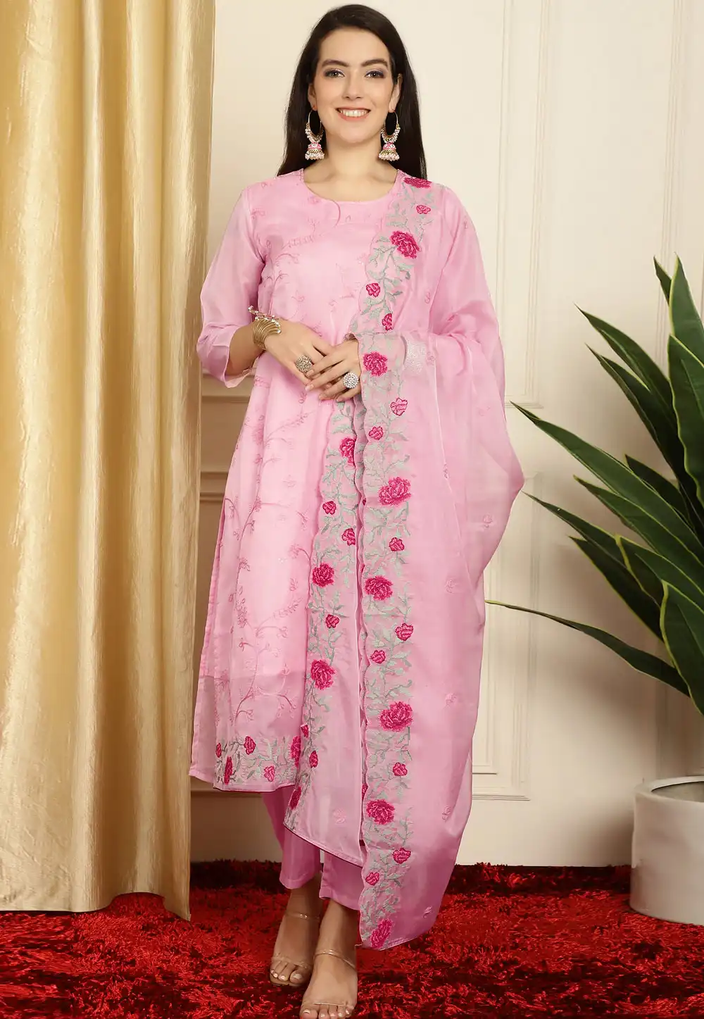 Pink Organza Pakistani Suit 311094