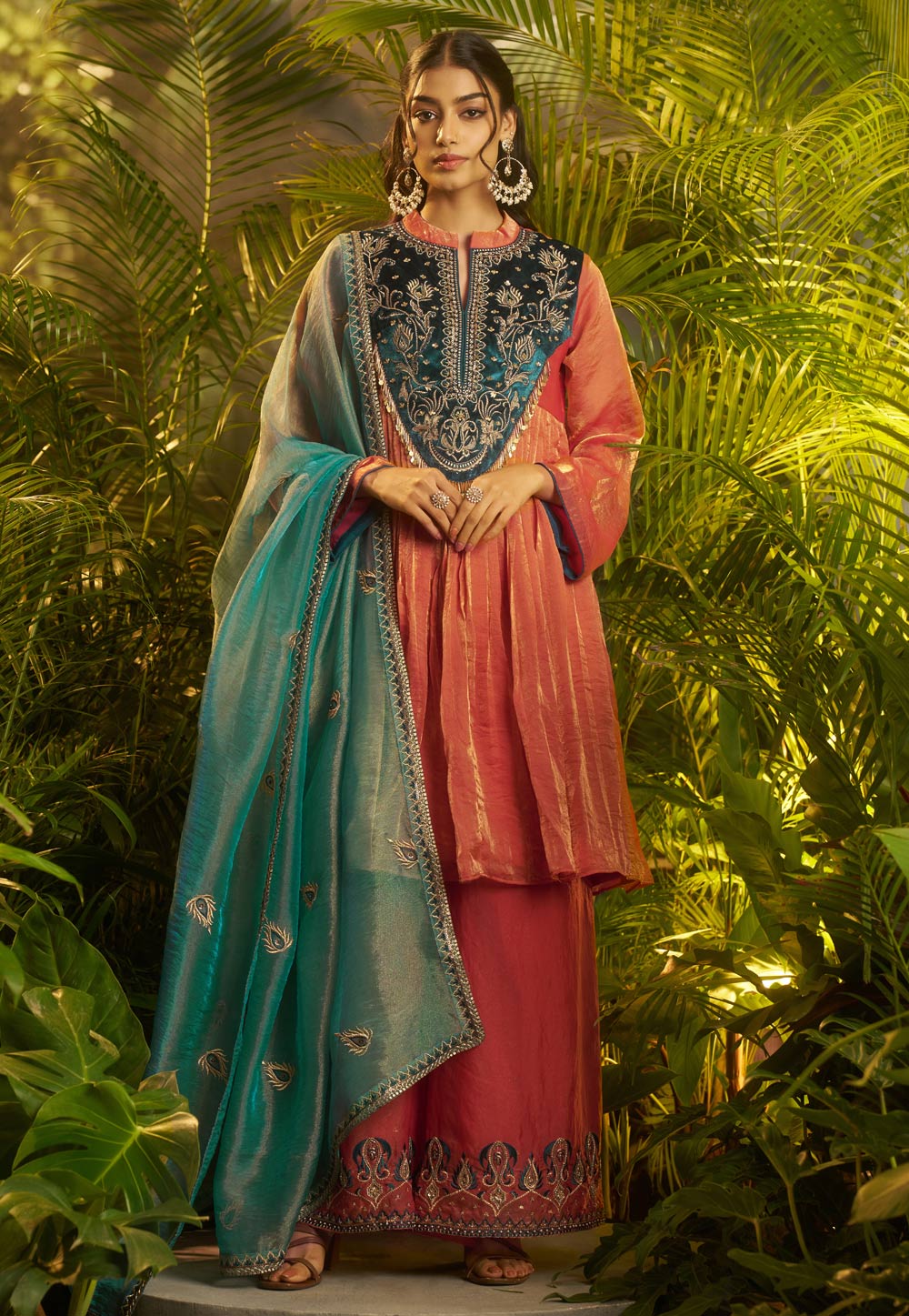 Pink Organza Readymade Anarkali Suit 325570