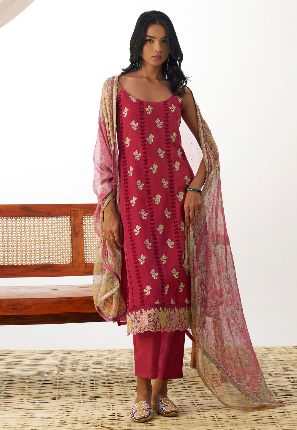 Pink Organza Readymade Pakistani Suit 308920