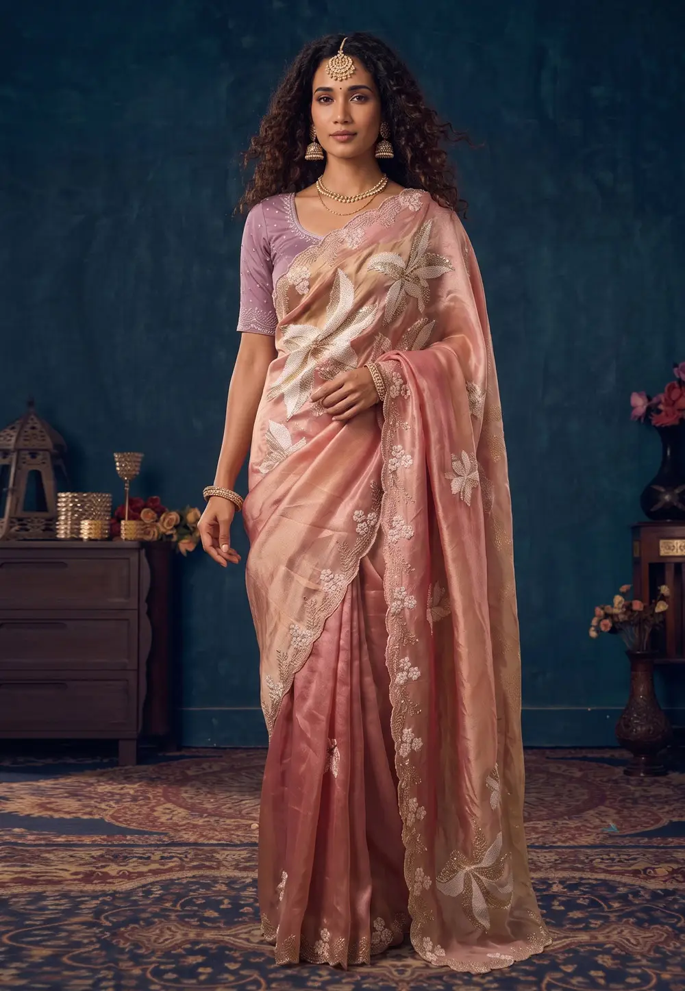 Pink Organza Saree With Blouse 337220