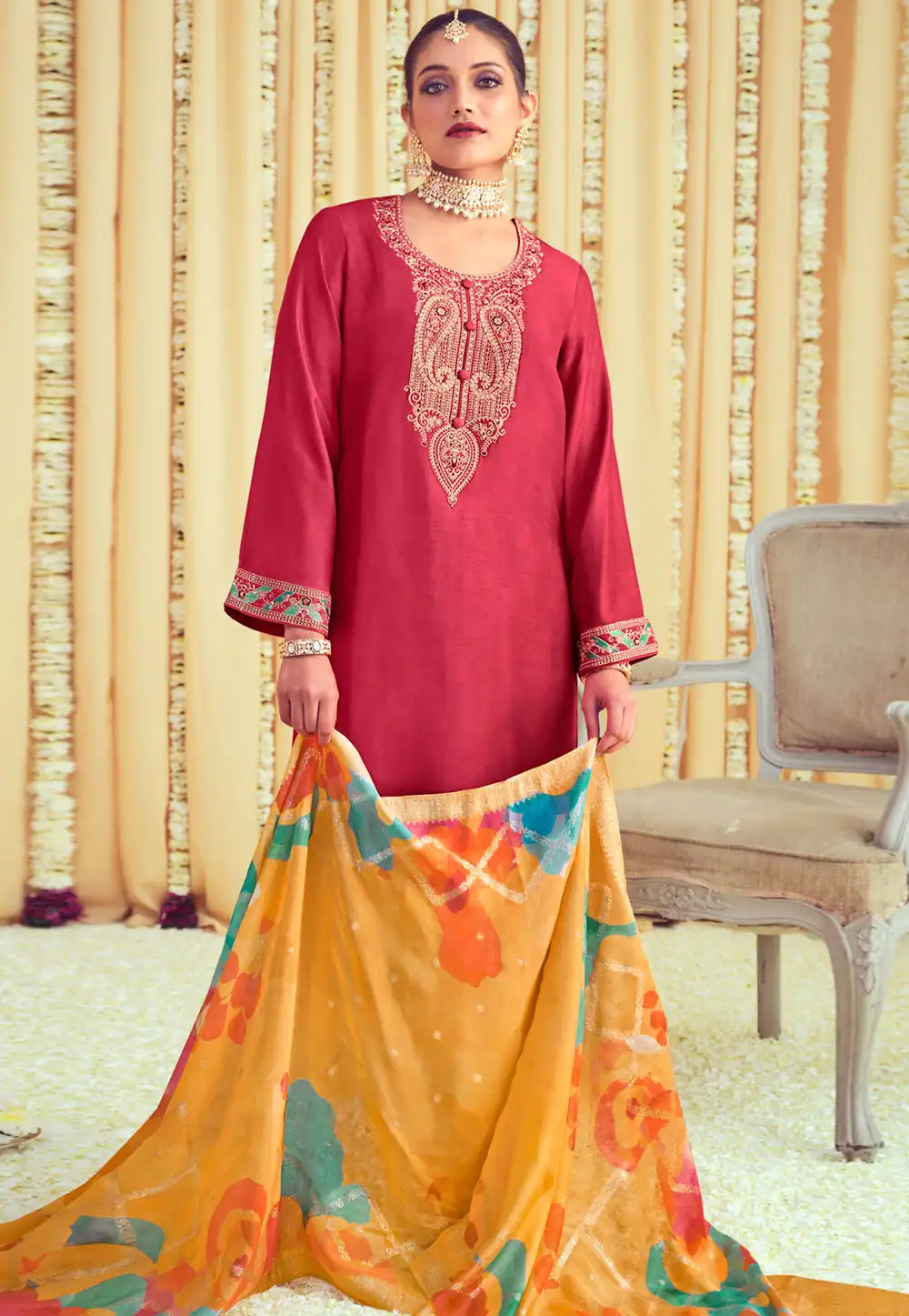 Pink Raw Silk Pakistani Suit 310971