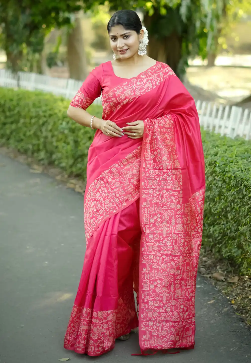 Pink Raw Silk Saree With Blouse 317698