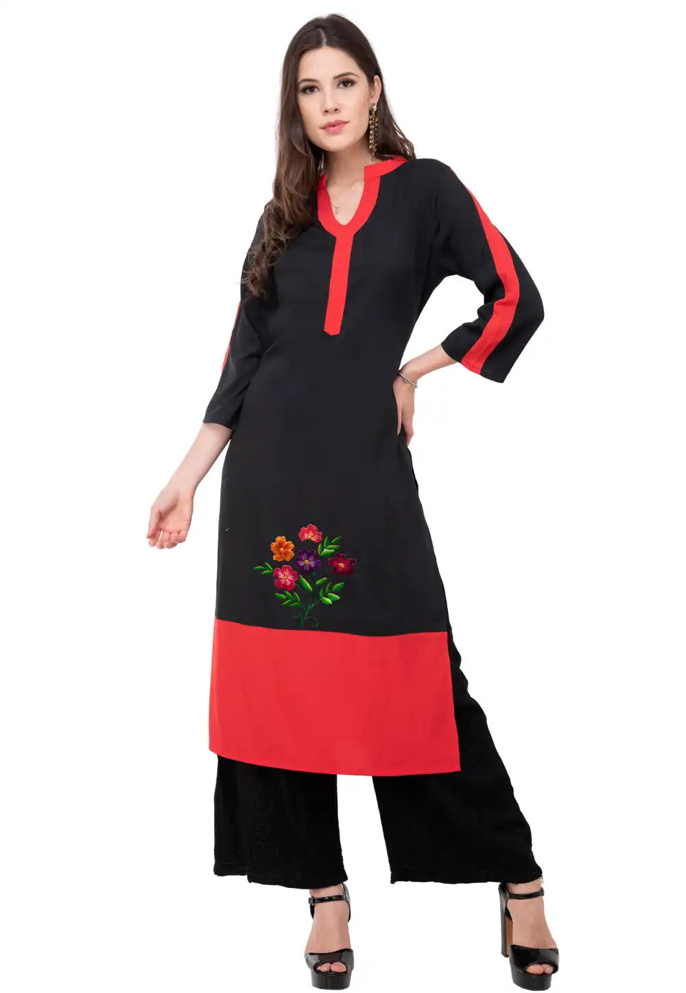 Pink Rayon Kurta Set With Palazzo 306803