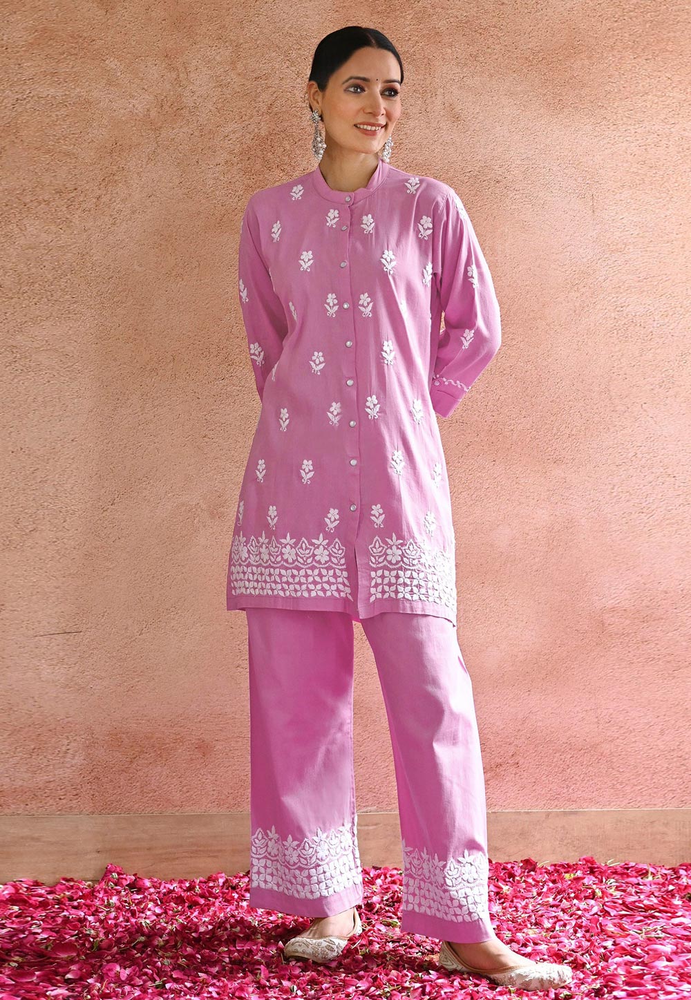 Pink Rayon Kurta Set With Palazzo 283710