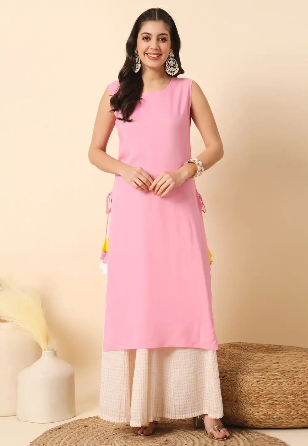 Pink Rayon Long Tunic 308655