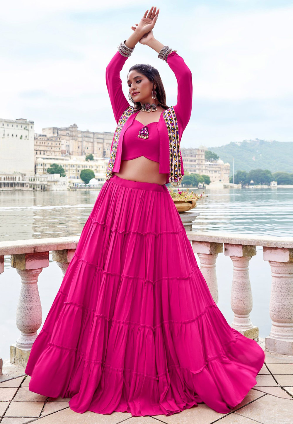Pink Rayon Navratri Chaniya Choli 330399