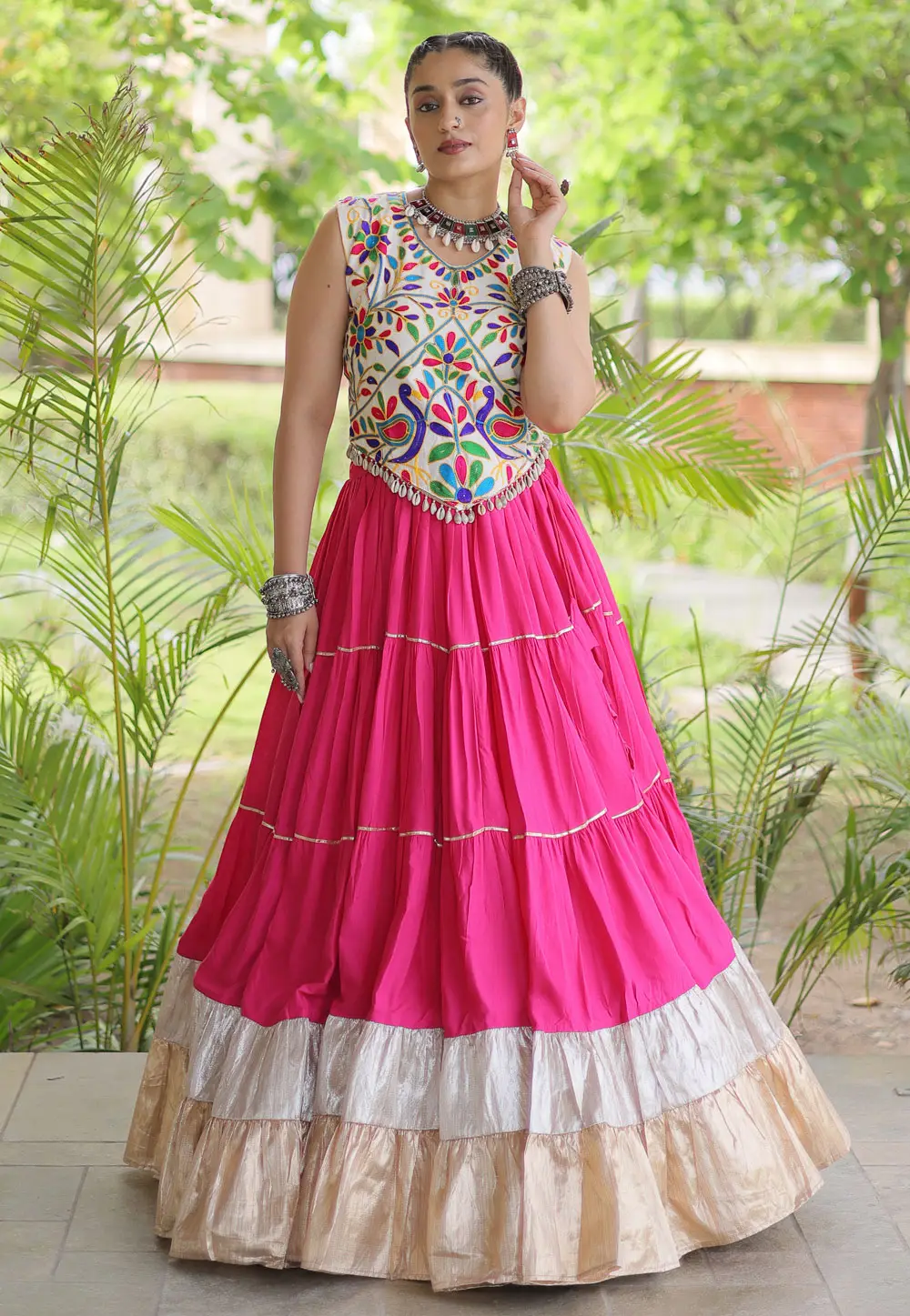 Pink Rayon Navratri Chaniya Choli 333807