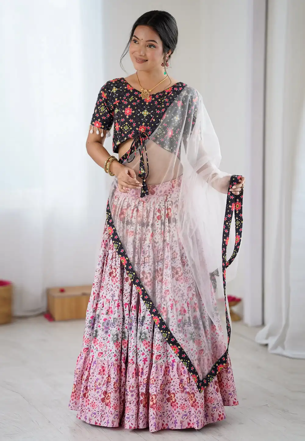 Pink Rayon Navratri Chaniya Choli 317120
