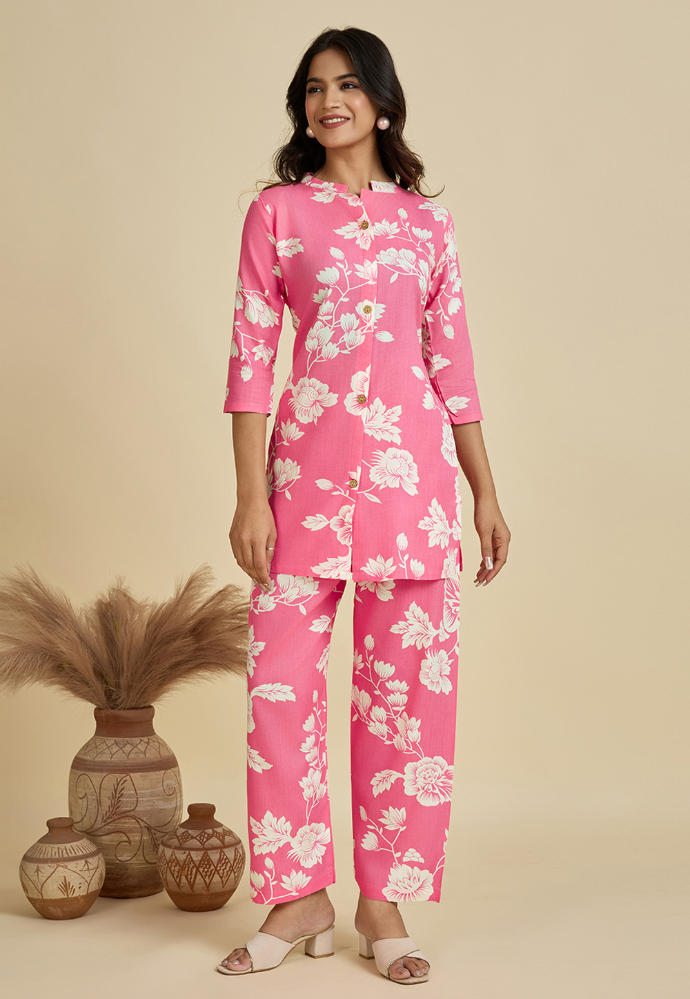 Pink Rayon Printed Co-Ords Set 318166