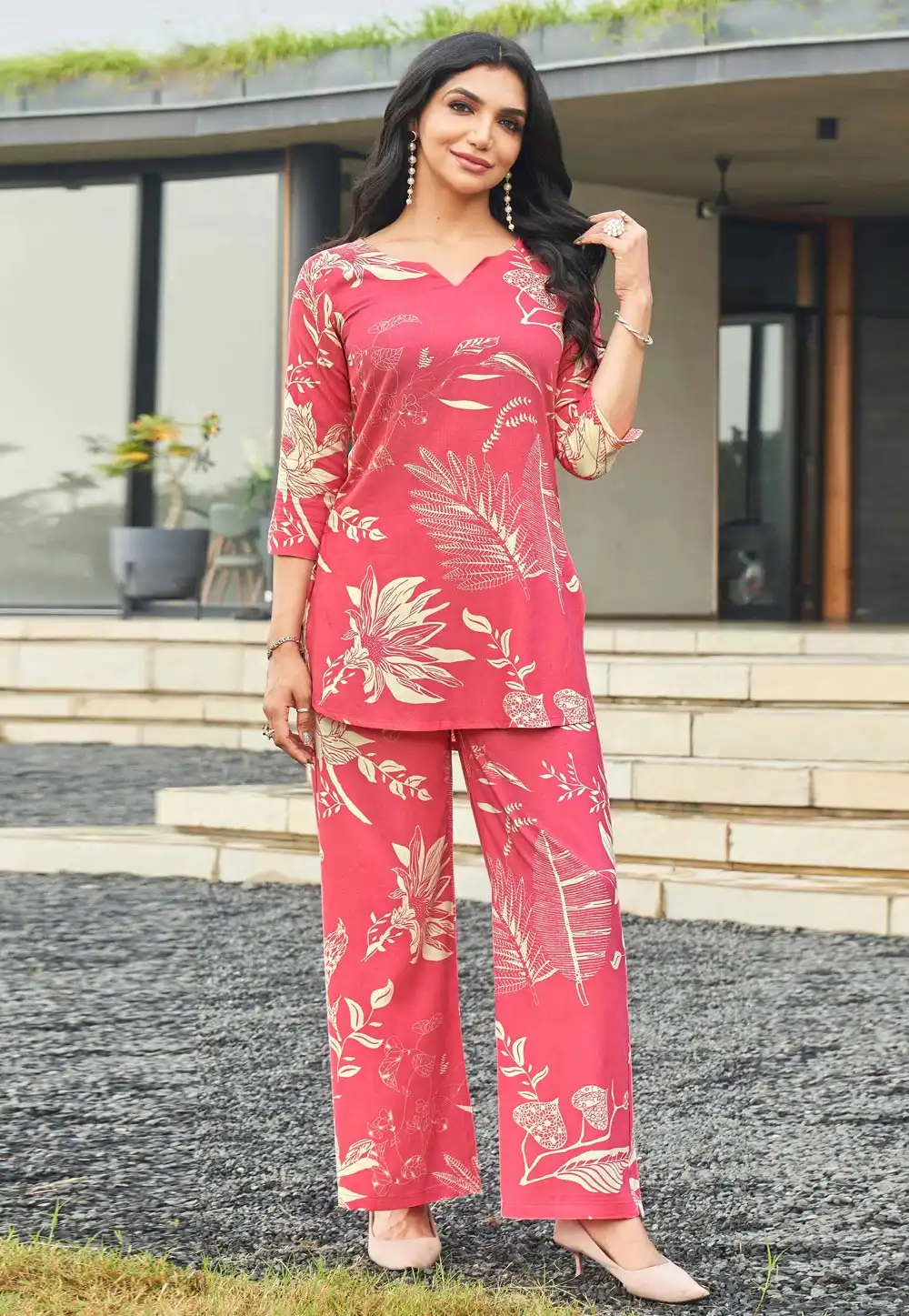 Pink Rayon Printed Co-Ords Set 328663