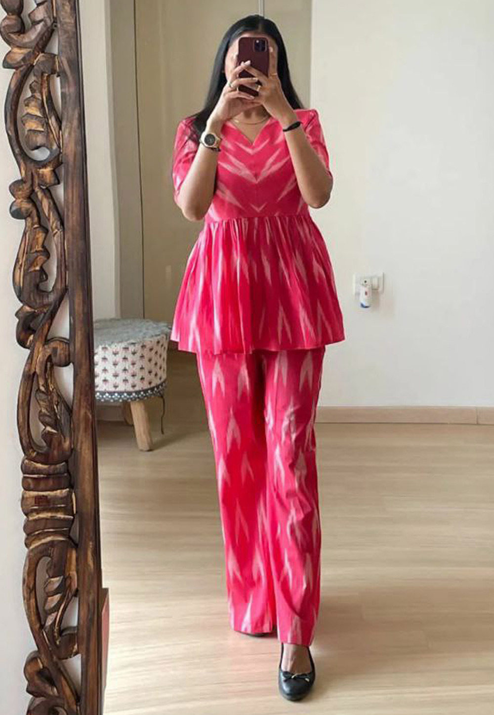 Pink Rayon Printed Co-Ords Set 321941