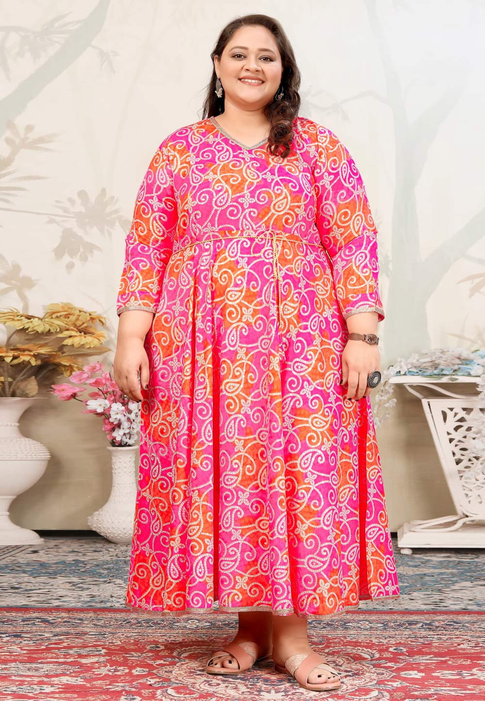 Pink Rayon Printed Long Tunic 308181