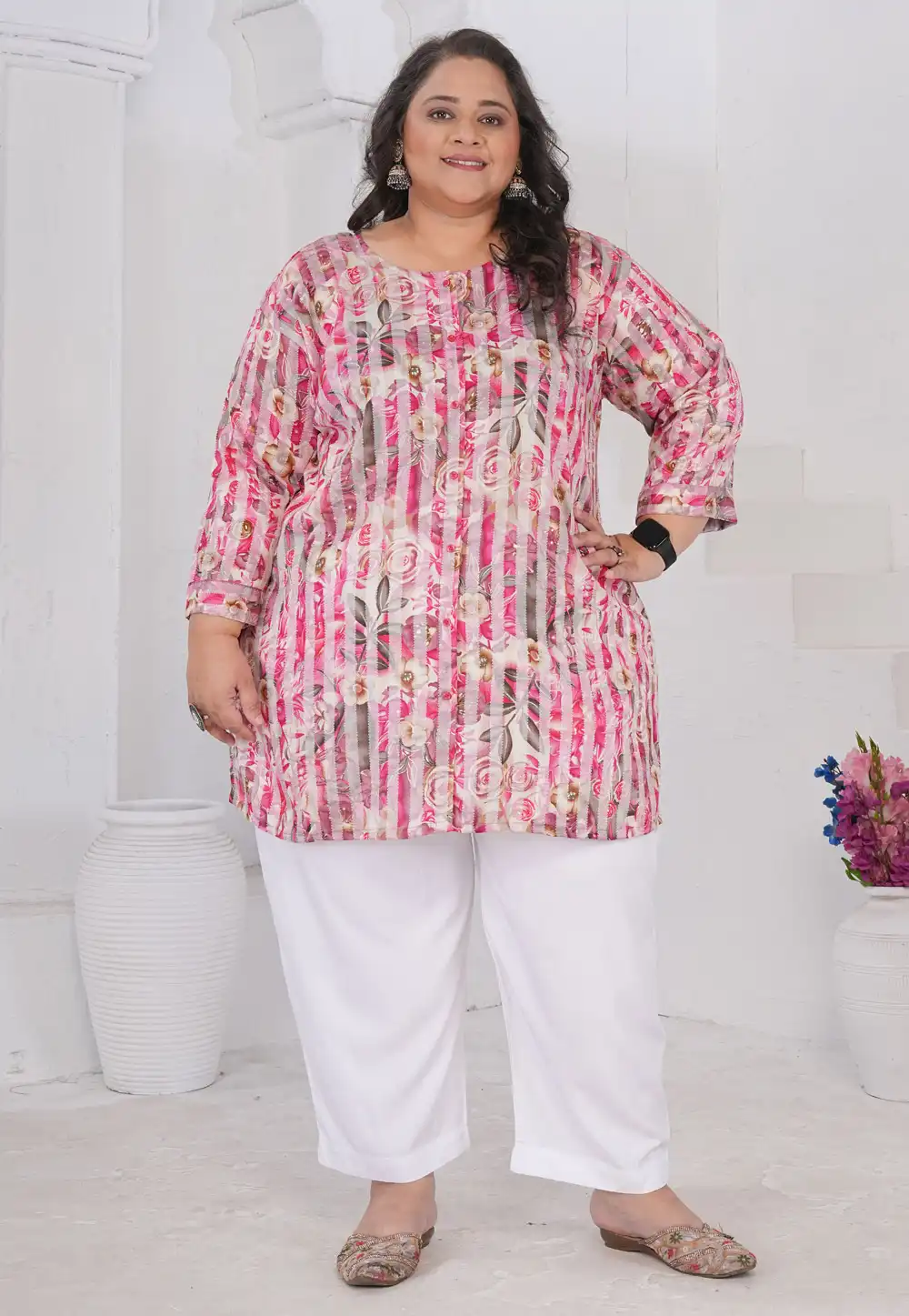 Pink Rayon Printed Tunic 326220