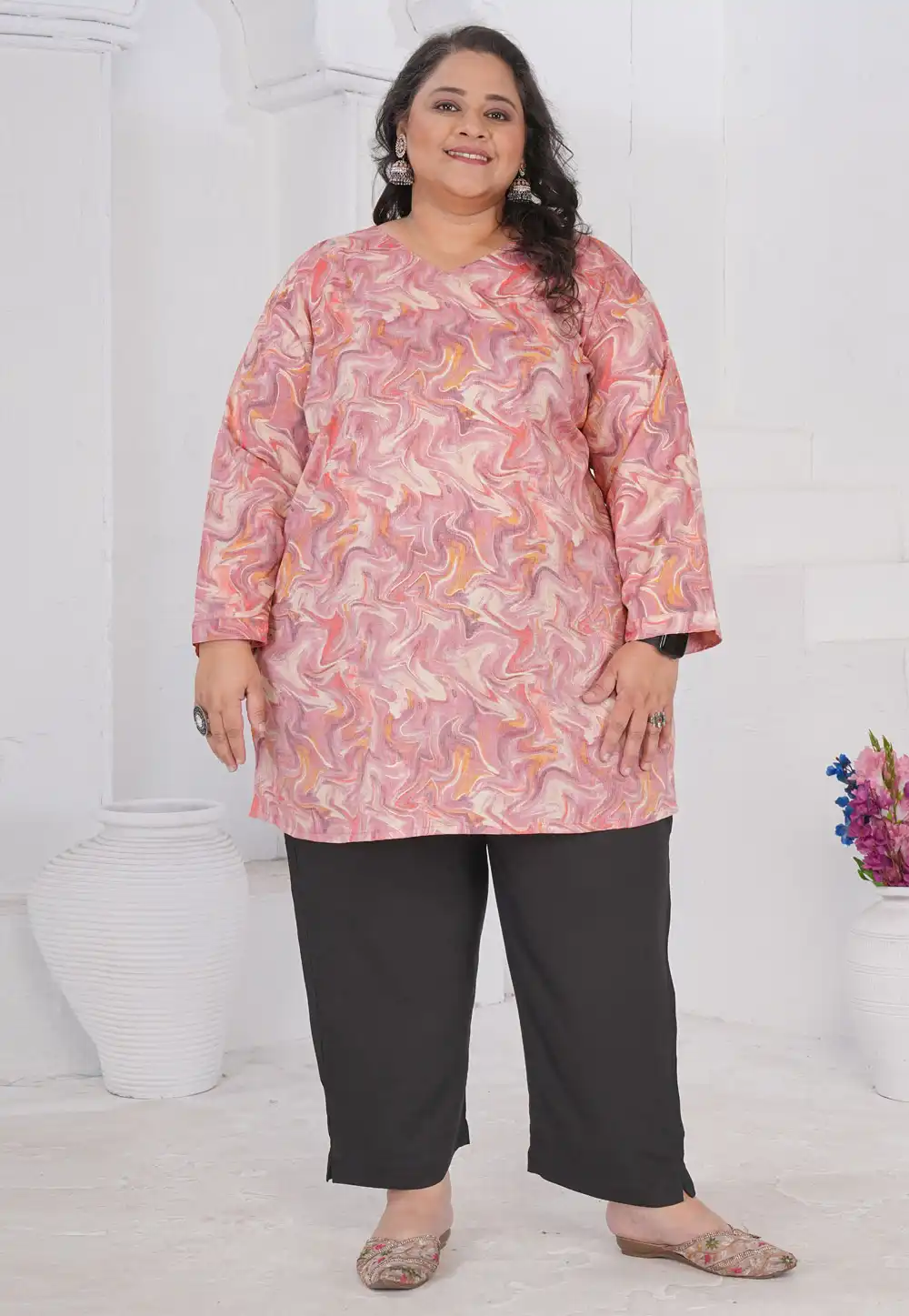Pink Rayon Printed Tunic 326224