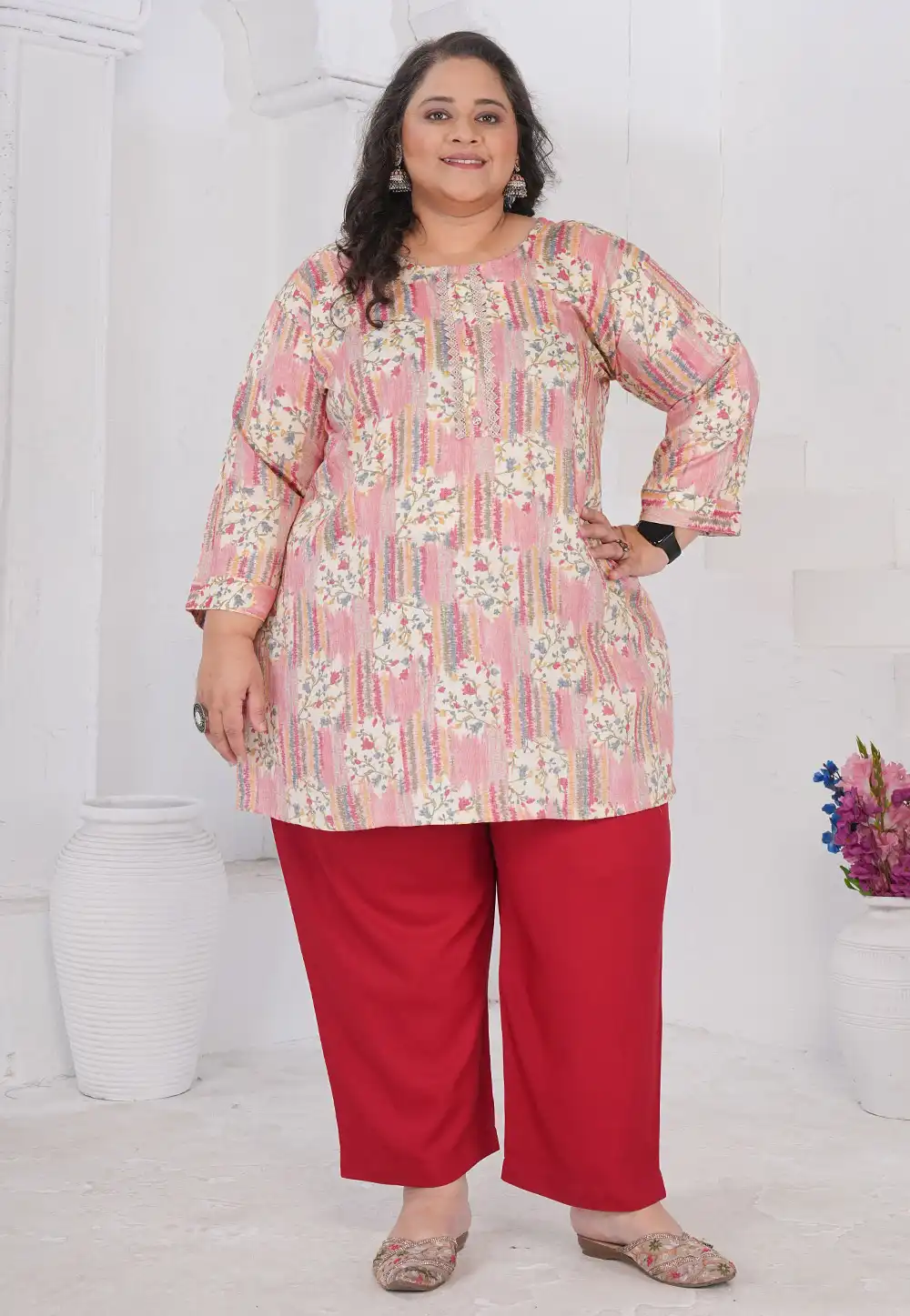 Pink Rayon Printed Tunic 326226