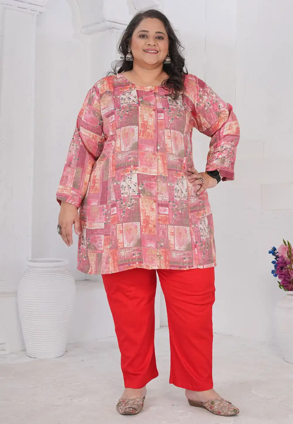 Pink Rayon Printed Tunic 326228
