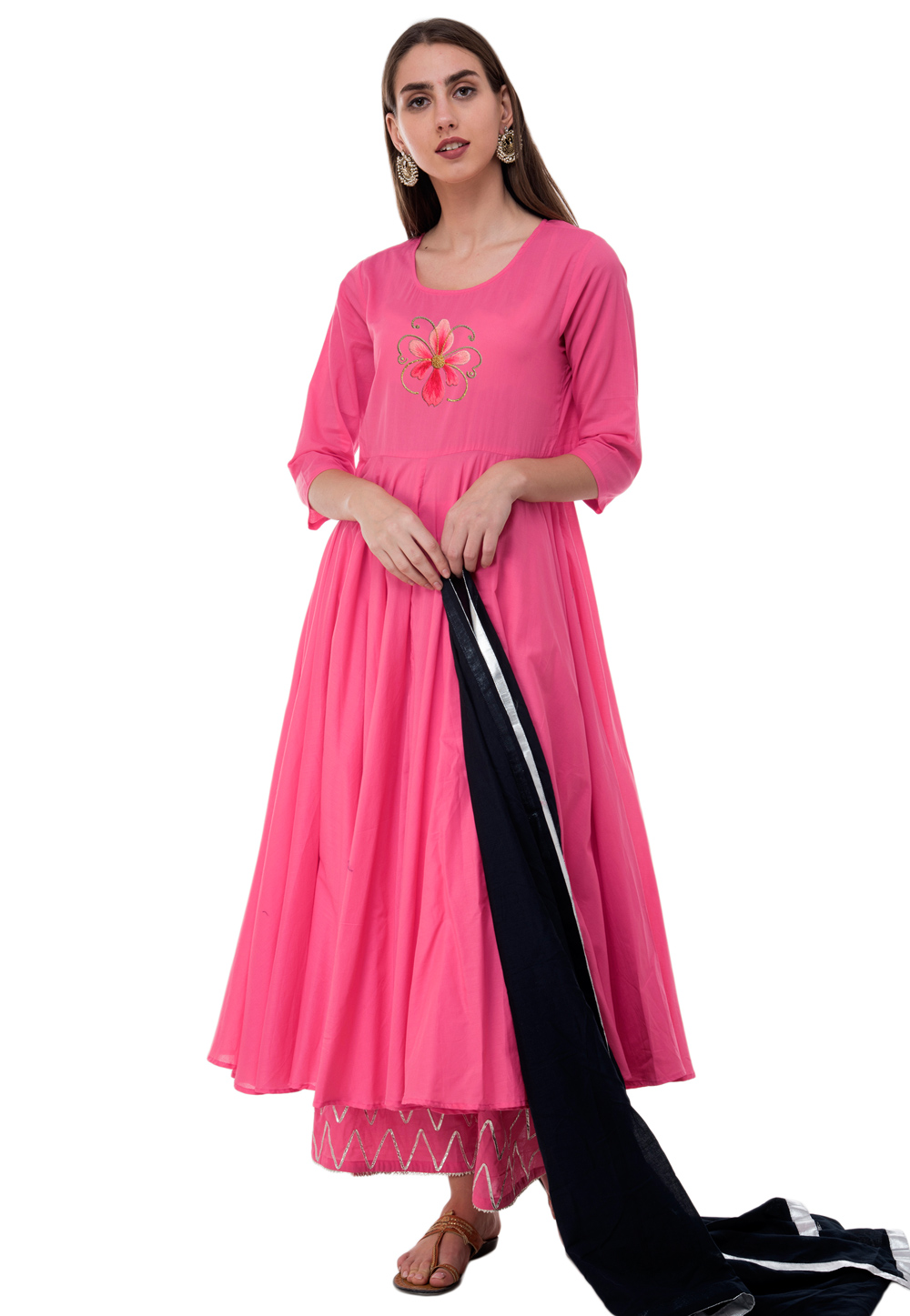 Pink Rayon Readymade Pakistani Suit 306777