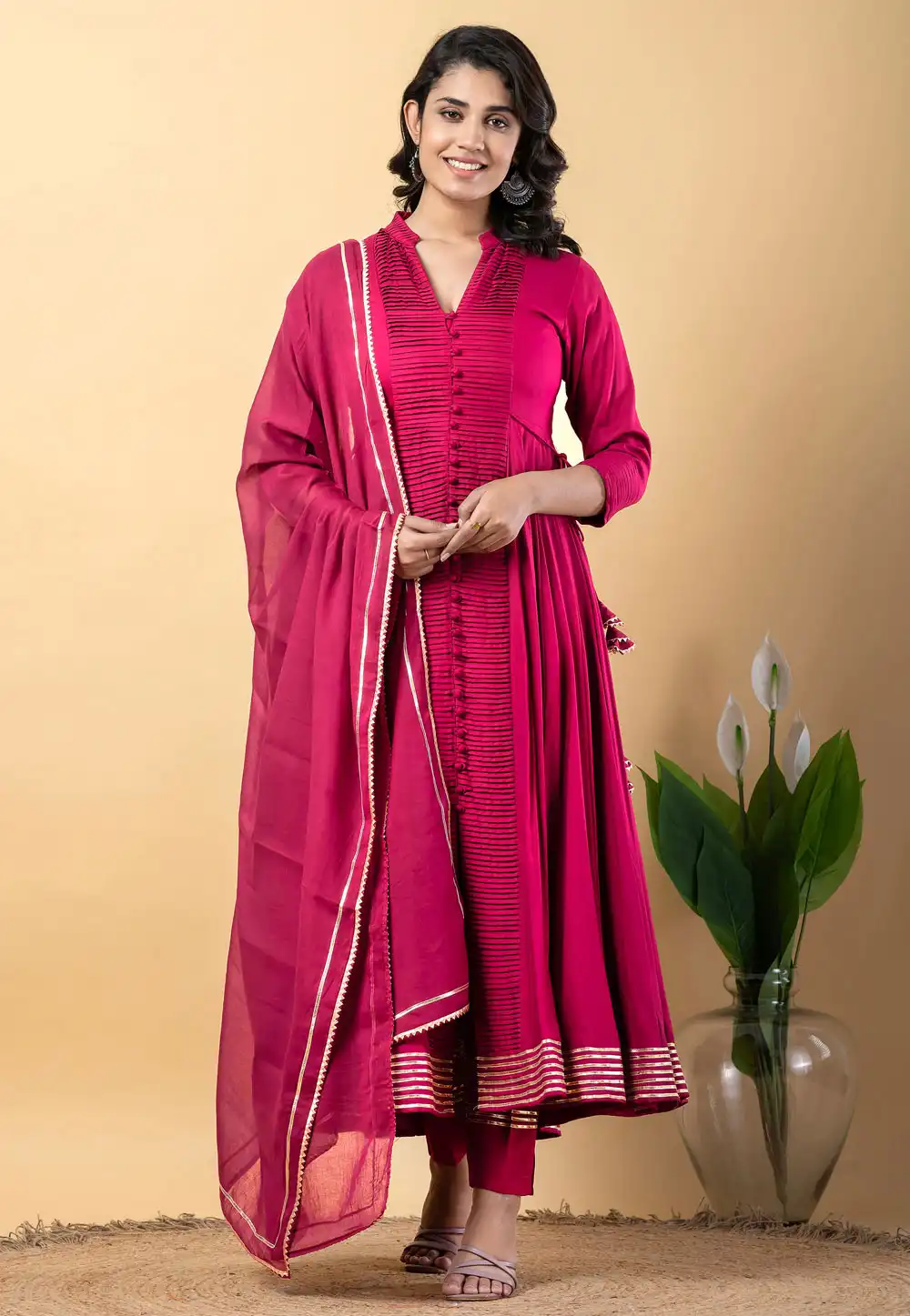 Pink Rayon Readymade Pant Style Suit 317109