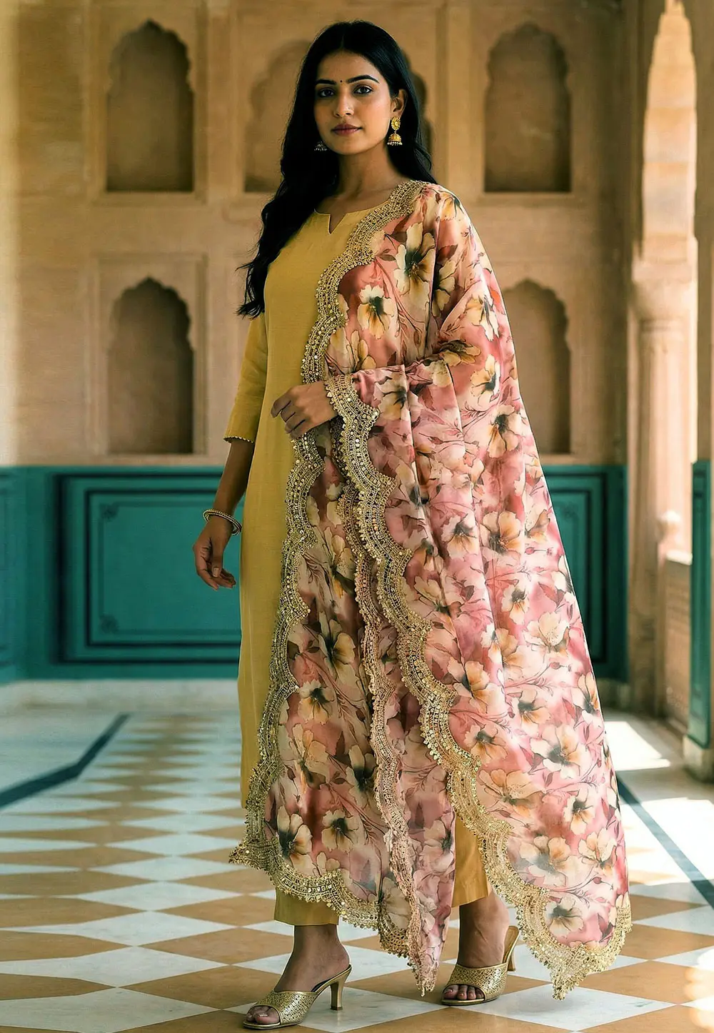 Pink Satin Dupatta 332837