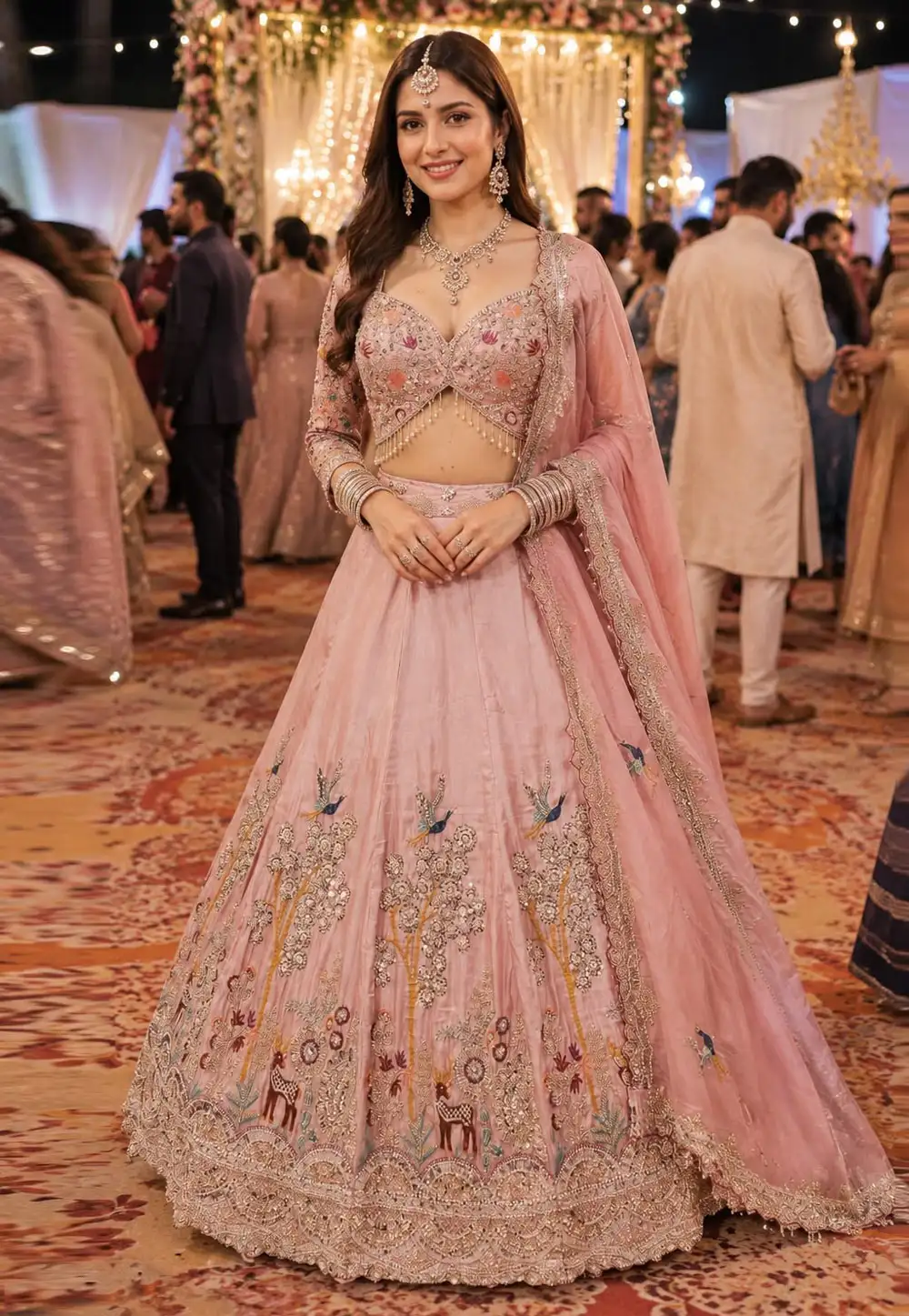 Pink Satin Lehenga Choli For Wedding 330916