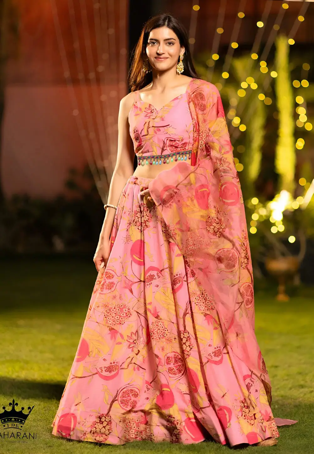 Pink Satin Silk Floral print Lehenga Choli 333550
