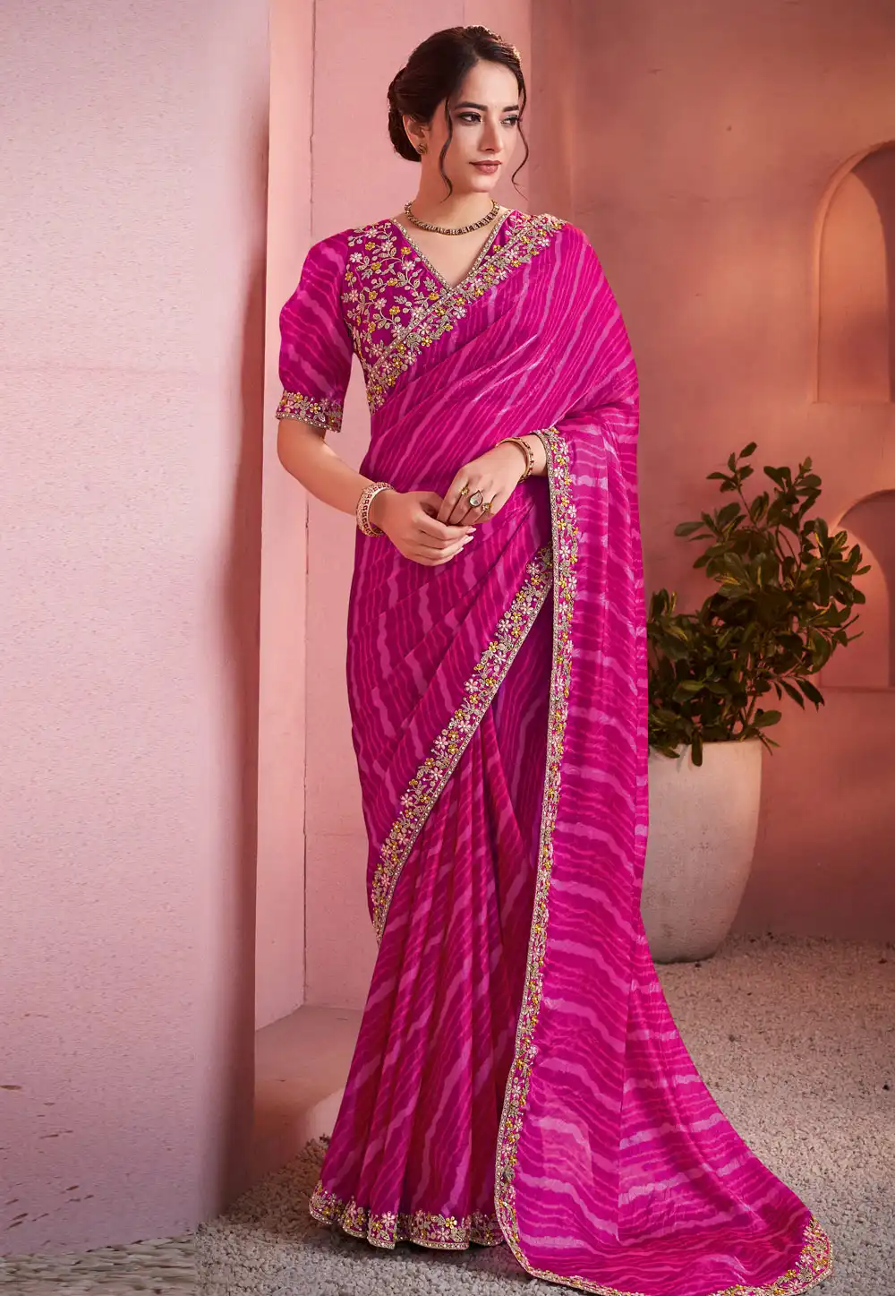 Pink Satin Silk Saree With Blouse 317508