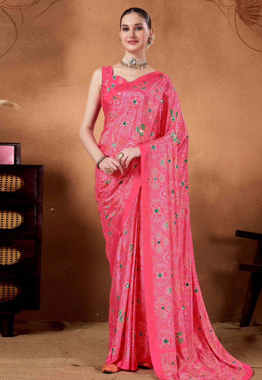 Pink Satin Silk Saree With Blouse 327130