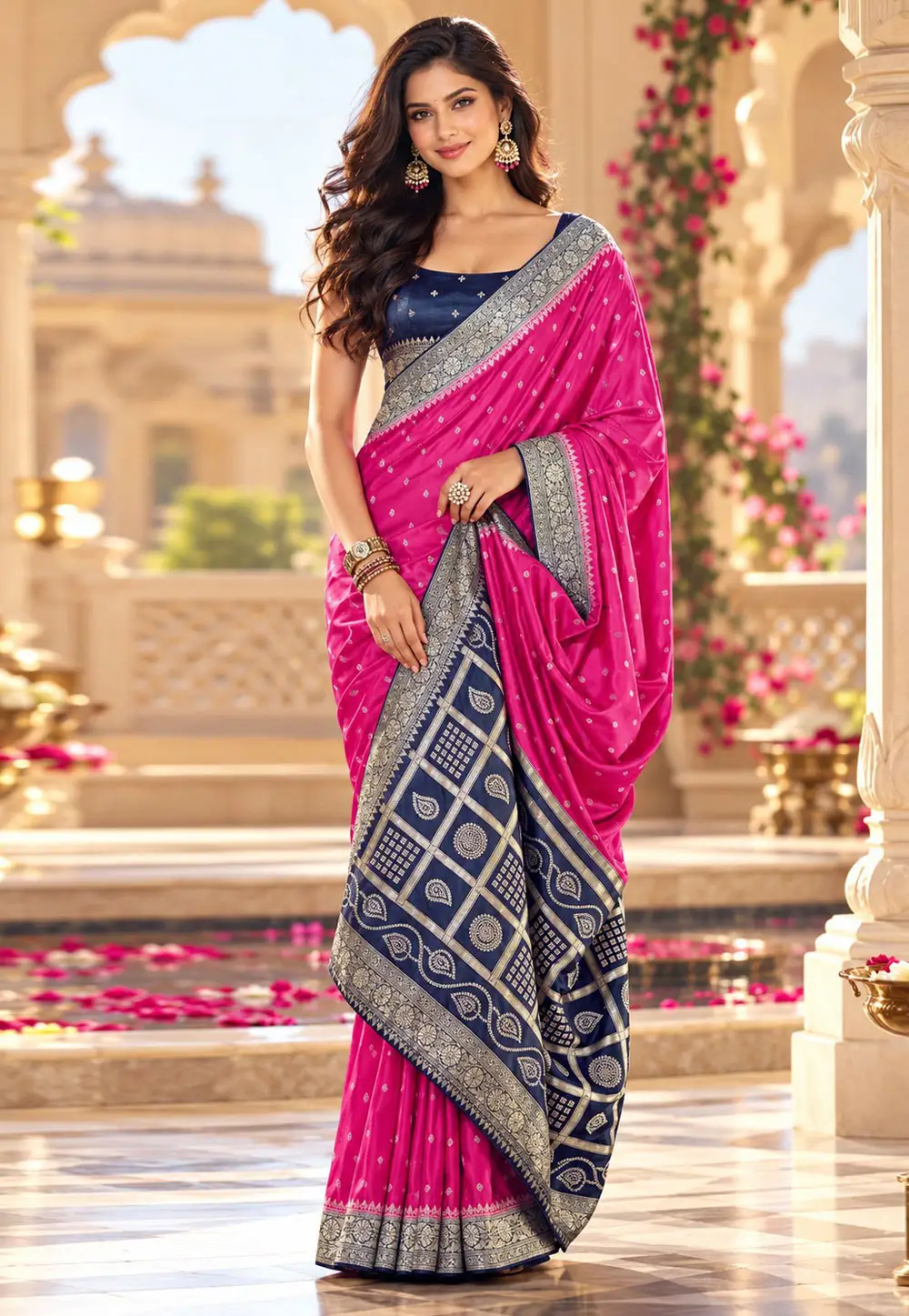Pink Satin Silk Saree With Blouse 336230