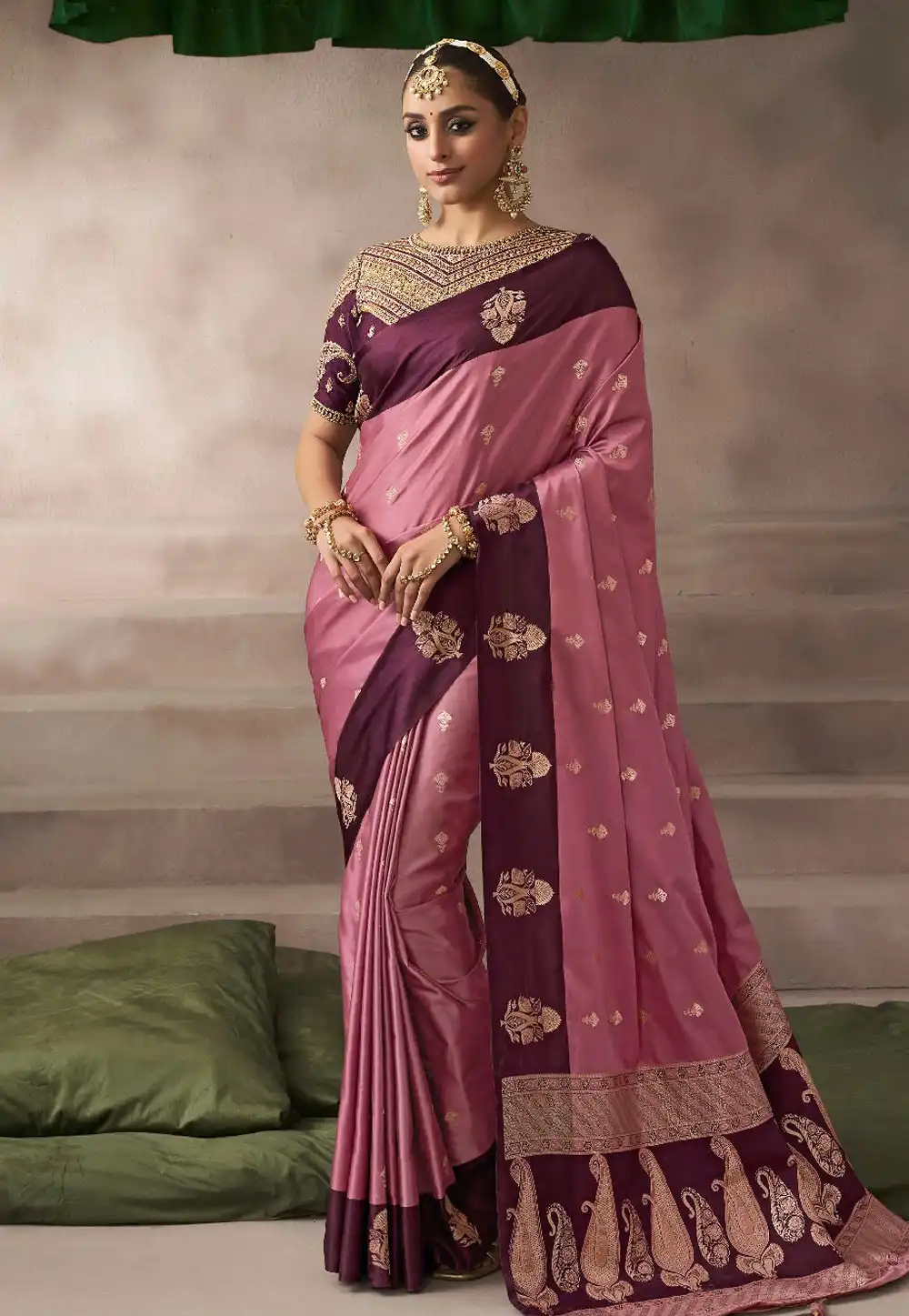 Pink Satin Silk Saree With Blouse 317022
