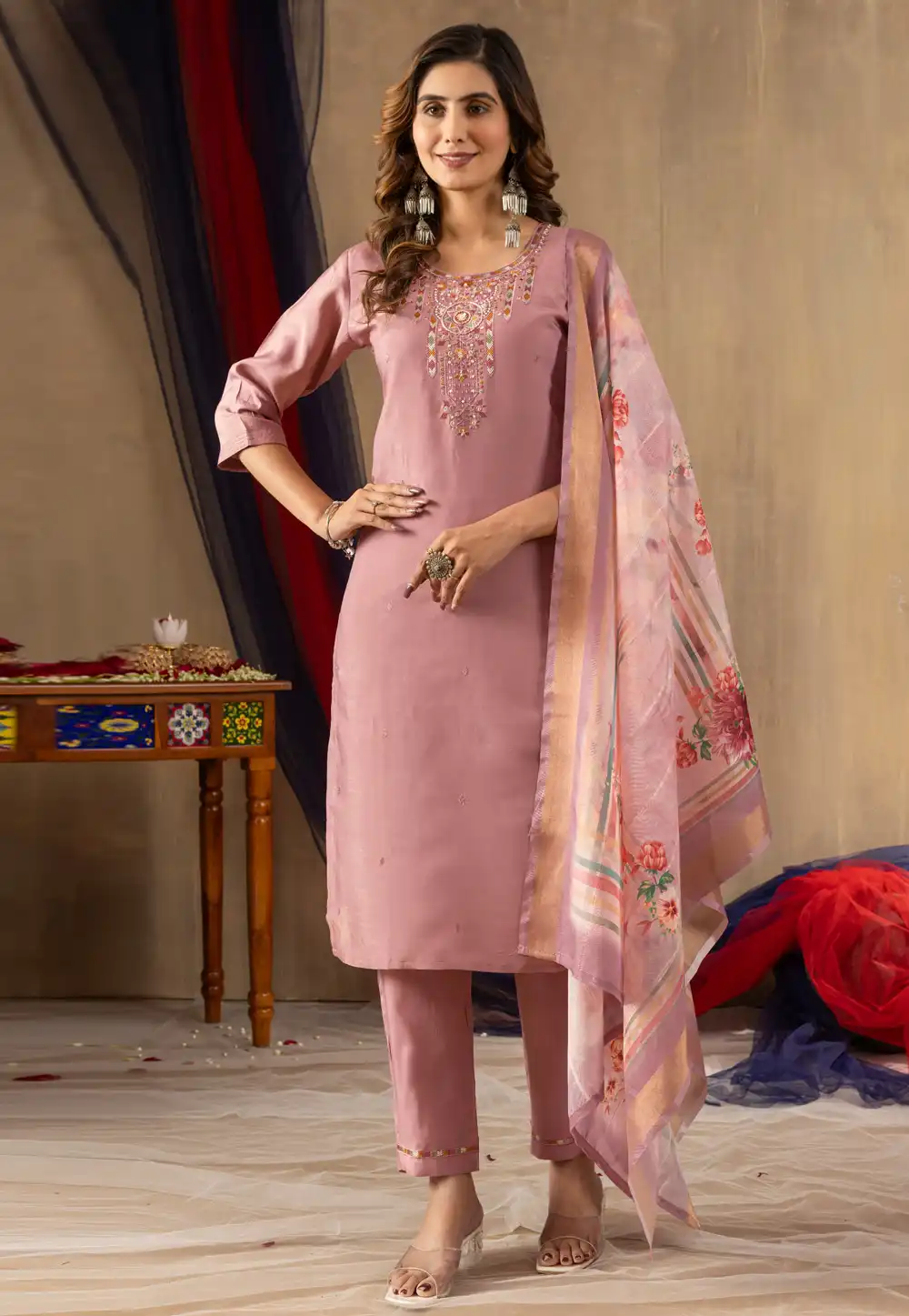 Pink Shimmer Readymade Pakistani Suit 313388