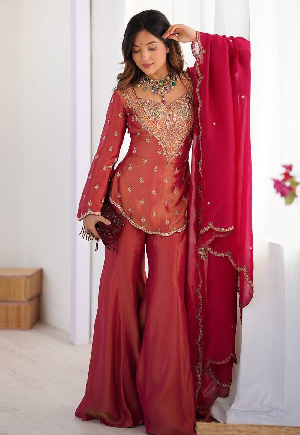 Pink Shimmer Readymade Pakistani Suit 317133