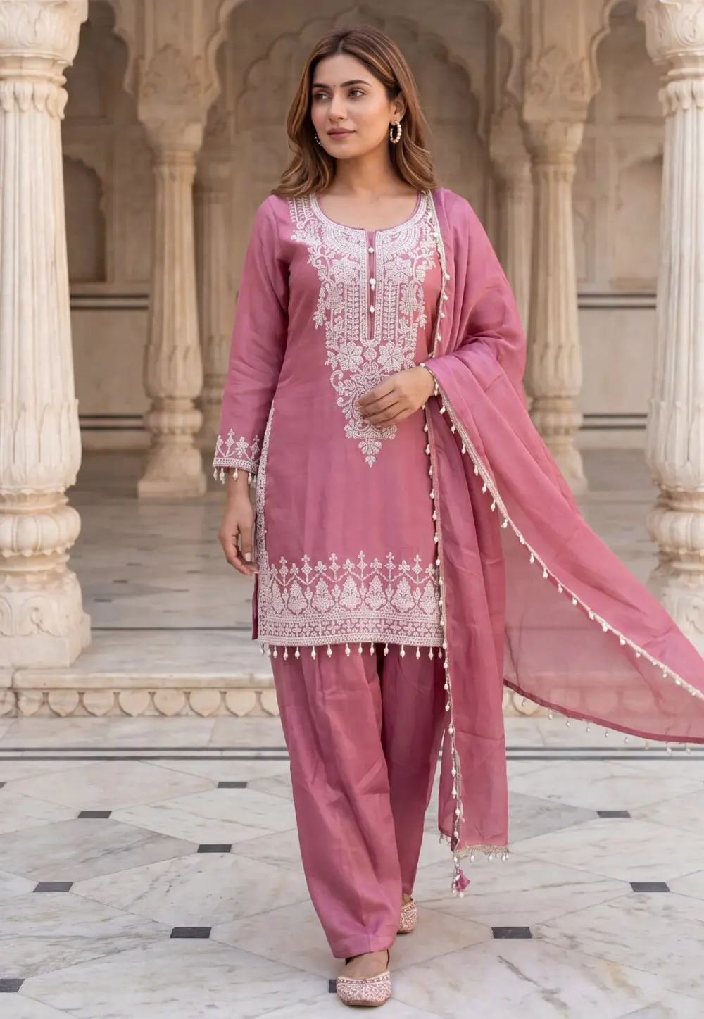 Pink Shimmer Readymade Pakistani Suit 332365