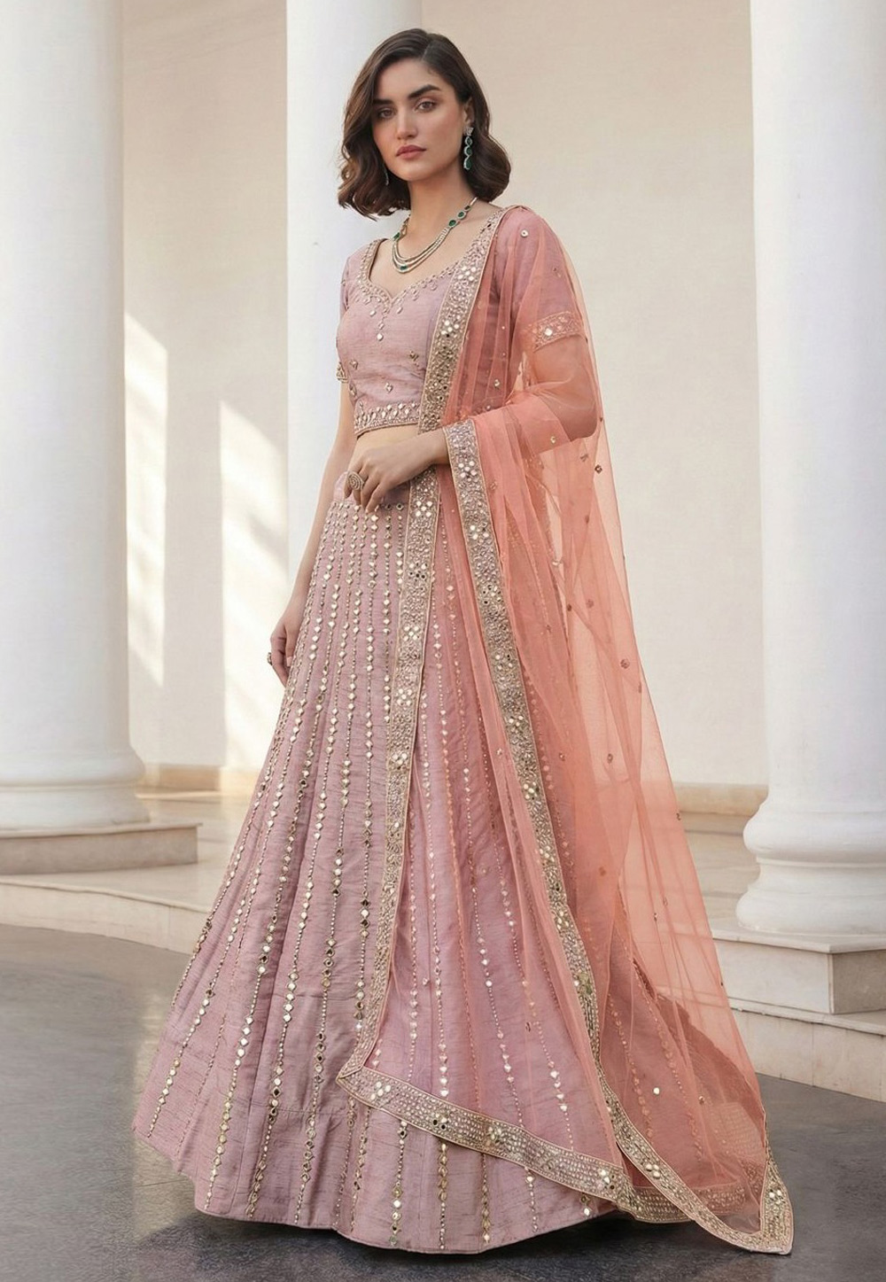 Pink Silk A Line Lehenga Choli 320954