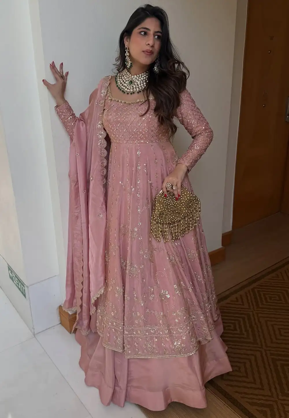 Pink Silk Anarkali Lehenga Choli 330760