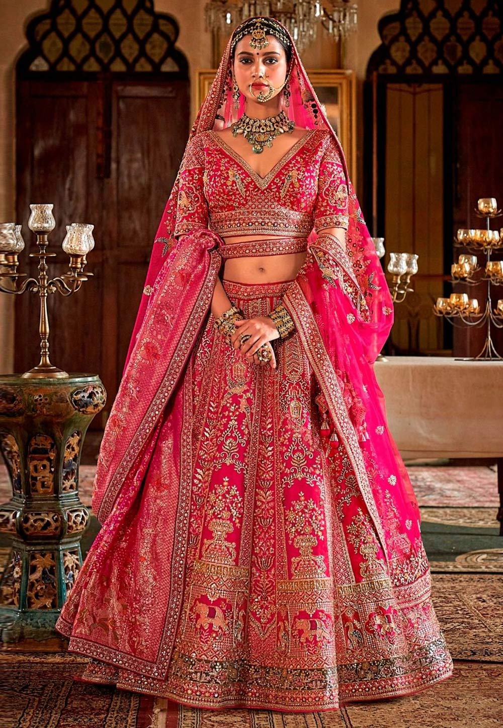 Pink Silk Bridal Lehenga Choli 318128