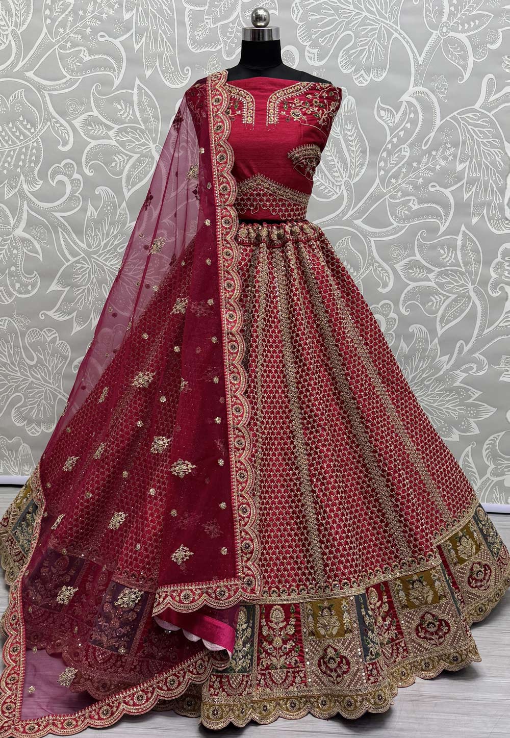 Pink Silk Bridal Lehenga Choli 307461
